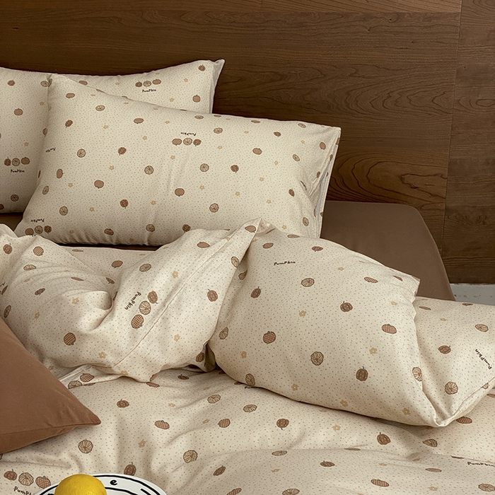 91家纺网 家纺一手货源 找家纺 时光里 2025新款A类全棉双层纱套件第一波 南瓜小贝