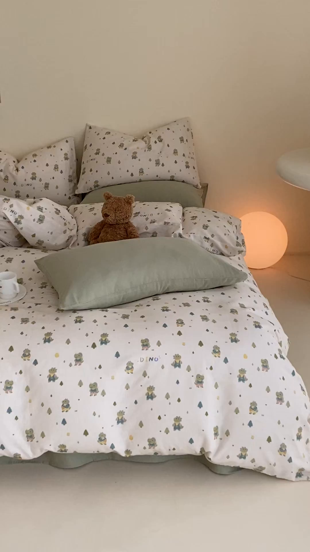 91家纺网 家纺一手货源 找家纺 时光里 2025新款A类全棉双层纱套件第一波 萌宠宝宝-绿