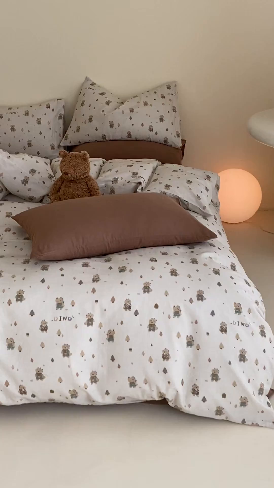 91家纺网 家纺一手货源 找家纺 时光里 2025新款A类全棉双层纱套件第一波 萌宠宝宝-棕