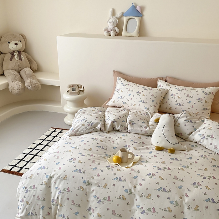 91家纺网 家纺一手货源 找家纺 （总）时光里 2025新款A类全棉双层纱卡通风七色系列第二波