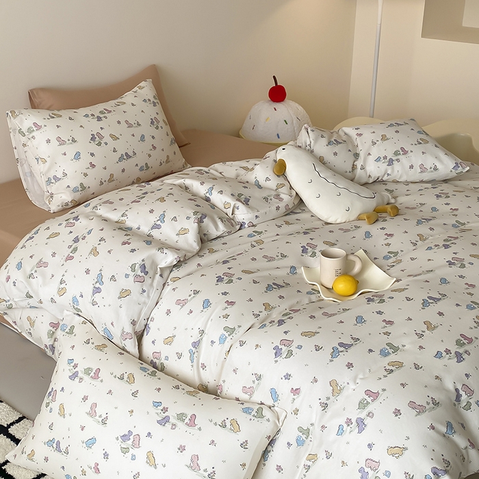 91家纺网 家纺一手货源 找家纺 （总）时光里 2025新款A类全棉双层纱卡通风七色系列第二波