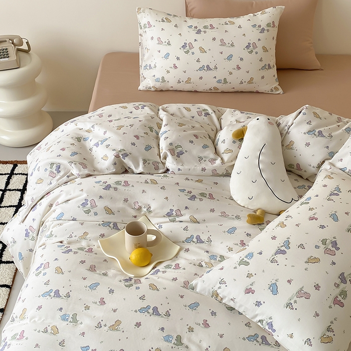 91家纺网 家纺一手货源 找家纺 （总）时光里 2025新款A类全棉双层纱卡通风七色系列第二波