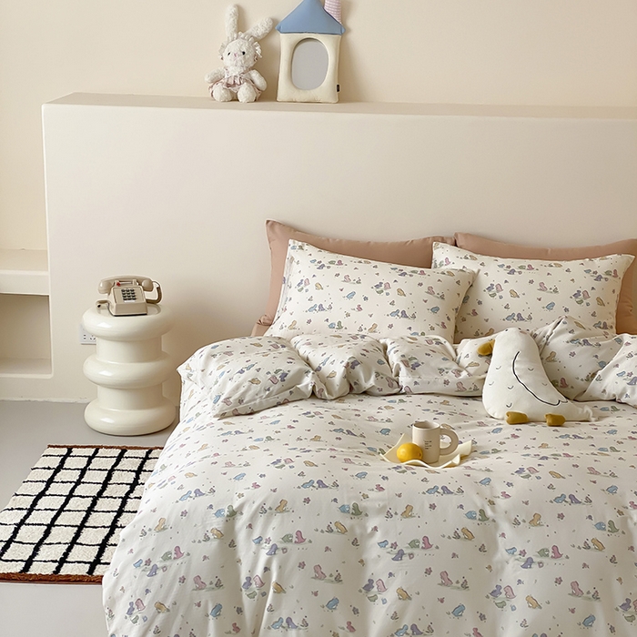 91家纺网 家纺一手货源 找家纺 （总）时光里 2025新款A类全棉双层纱卡通风七色系列第二波