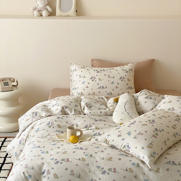 91家纺网 家纺一手货源 找家纺 （总）时光里 2025新款A类全棉双层纱卡通风七色系列第二波