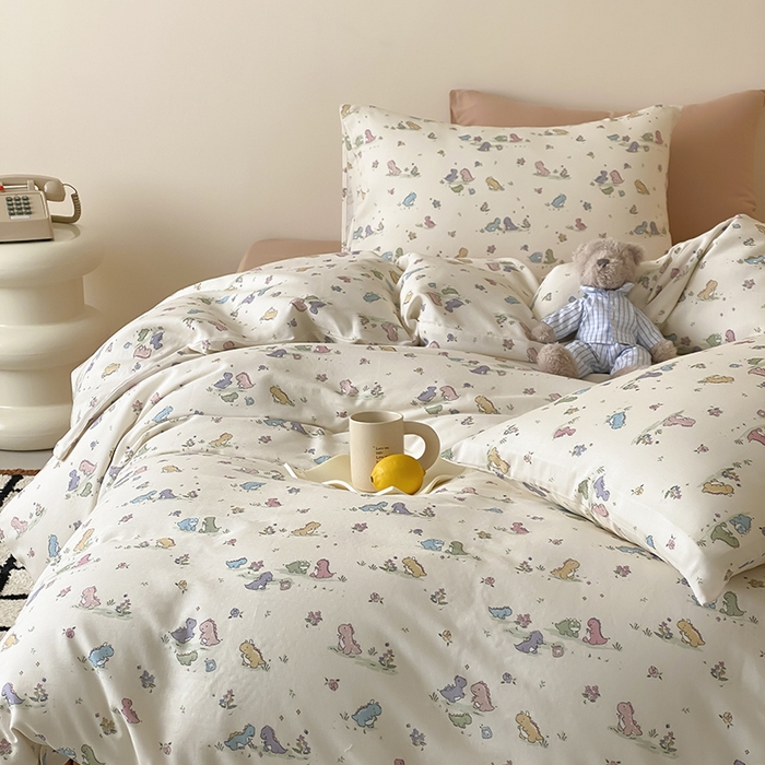 91家纺网 家纺一手货源 找家纺 （总）时光里 2025新款A类全棉双层纱卡通风七色系列第二波