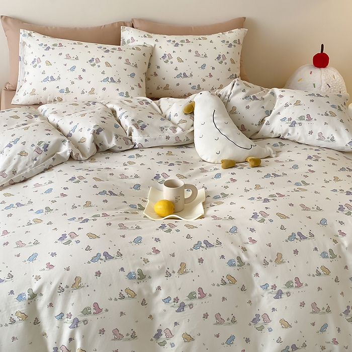 91家纺网 家纺一手货源 找家纺 （总）时光里 2025新款A类全棉双层纱卡通风七色系列第二波