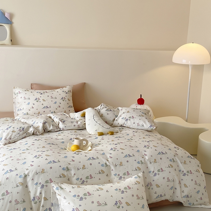 91家纺网 家纺一手货源 找家纺 （总）时光里 2025新款A类全棉双层纱卡通风七色系列第二波