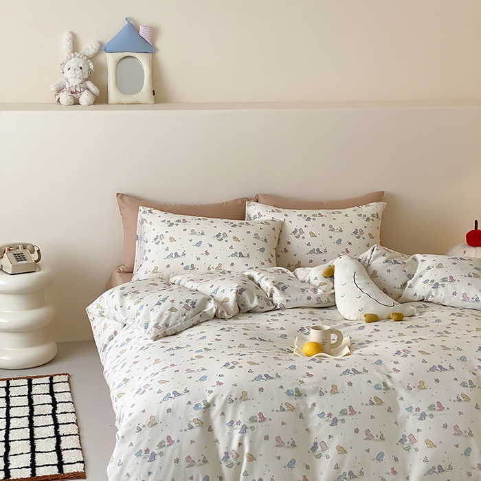 91家纺网 家纺一手货源 找家纺 （总）时光里 2025新款A类全棉双层纱卡通风七色系列第二波