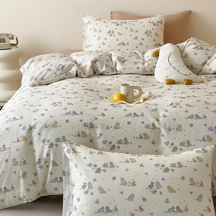 91家纺网 家纺一手货源 找家纺 （总）时光里 2025新款A类全棉双层纱卡通风七色系列第二波