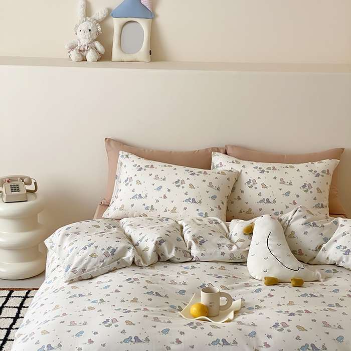 91家纺网 家纺一手货源 找家纺 （总）时光里 2025新款A类全棉双层纱卡通风七色系列第二波