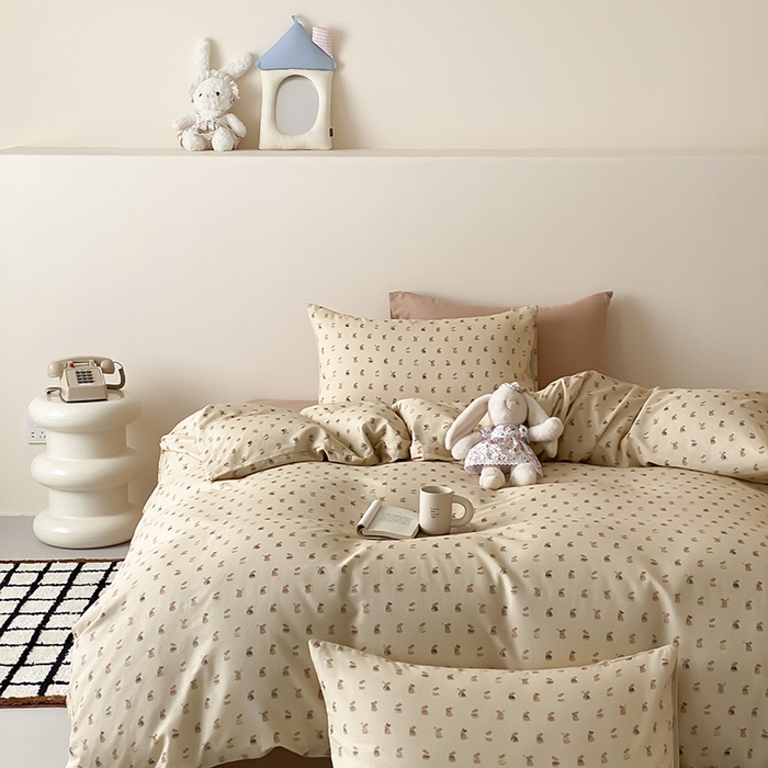 91家纺网 家纺一手货源 找家纺 时光里 2025新款A类全棉双层纱卡通风七色系列第二波 可艾