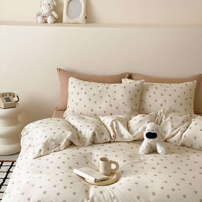 91家纺网 家纺一手货源 找家纺 时光里 2025新款A类全棉双层纱卡通风七色系列第二波 布丁