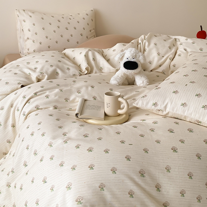 91家纺网 家纺一手货源 找家纺 时光里 2025新款A类全棉双层纱卡通风七色系列第二波 布丁