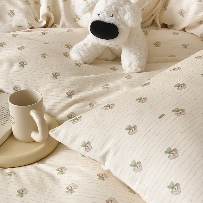 91家纺网 家纺一手货源 找家纺 时光里 2025新款A类全棉双层纱卡通风七色系列第二波 布丁