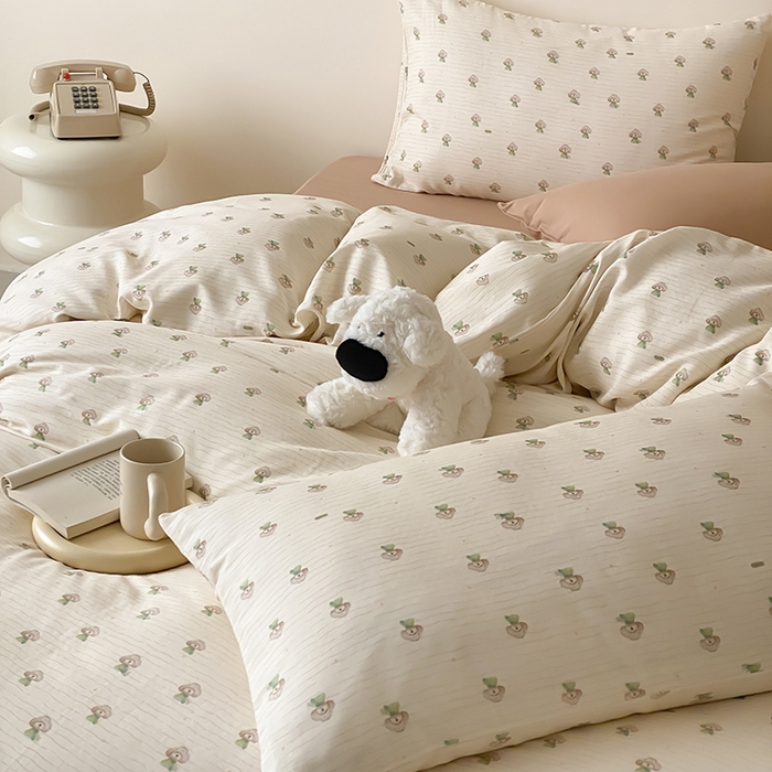 91家纺网 家纺一手货源 找家纺 时光里 2025新款A类全棉双层纱卡通风七色系列第二波 布丁