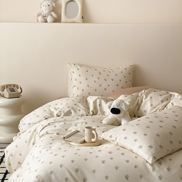 91家纺网 家纺一手货源 找家纺 时光里 2025新款A类全棉双层纱卡通风七色系列第二波 布丁