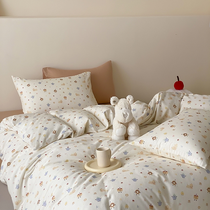 91家纺网 家纺一手货源 找家纺 时光里 2025新款A类全棉双层纱卡通风七色系列第二波 如甜初梦