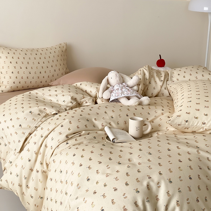 91家纺网 家纺一手货源 找家纺 时光里 2025新款A类全棉双层纱卡通风七色系列第二波 可艾