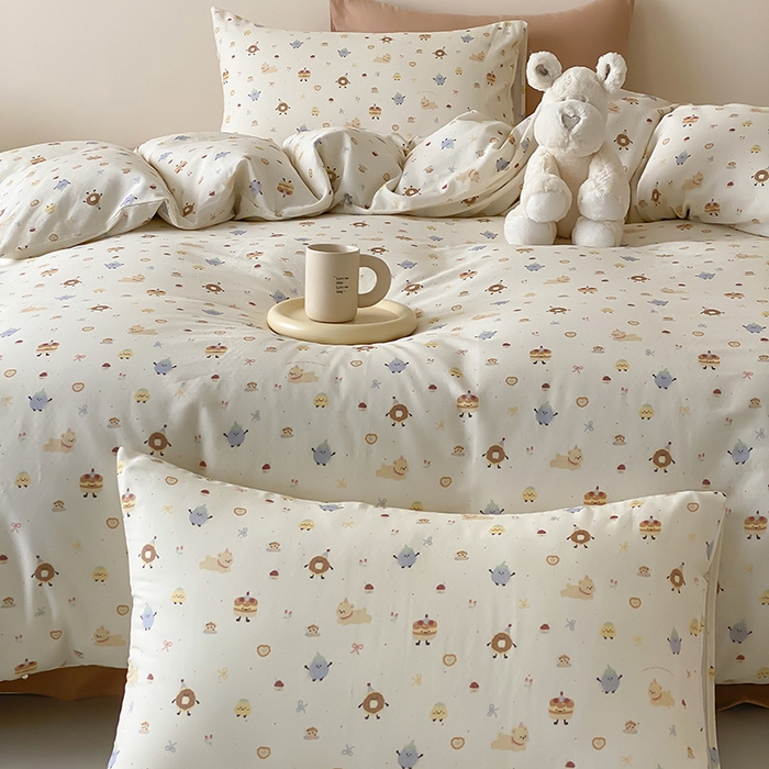 91家纺网 家纺一手货源 找家纺 时光里 2025新款A类全棉双层纱卡通风七色系列第二波 如甜初梦