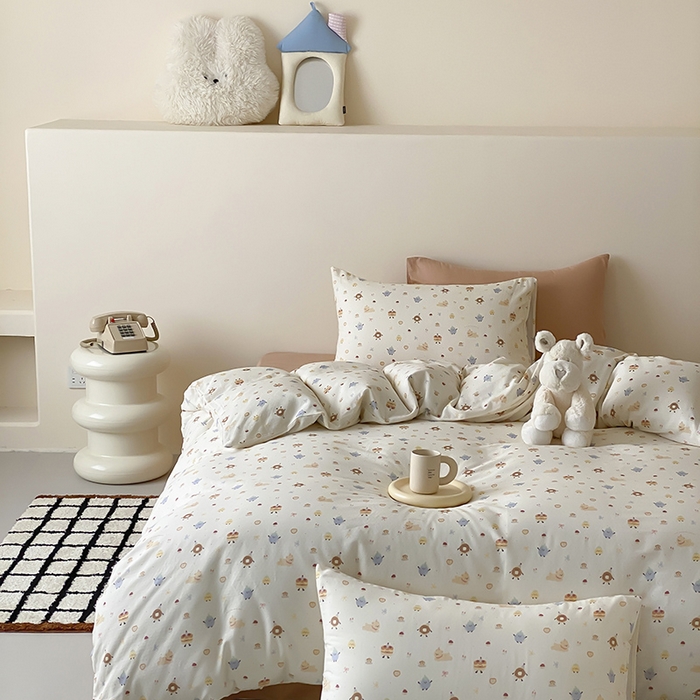 91家纺网 家纺一手货源 找家纺 时光里 2025新款A类全棉双层纱卡通风七色系列第二波 如甜初梦