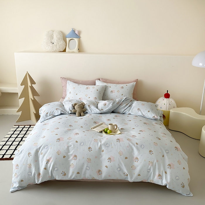 时光里 2025新款A类全棉双层纱卡通风七色系列第二波 乐悠汪-蓝