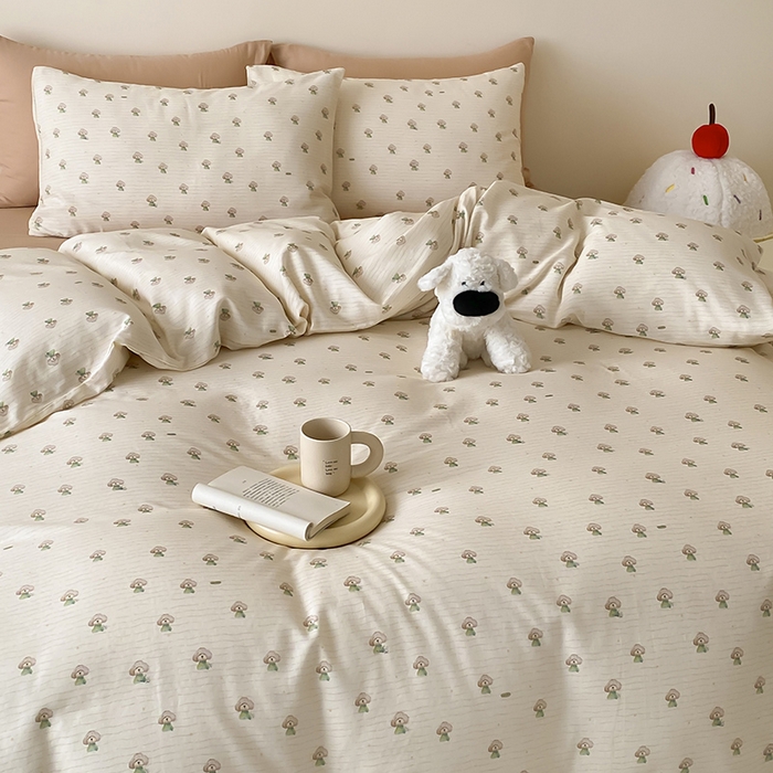 91家纺网 家纺一手货源 找家纺 时光里 2025新款A类全棉双层纱卡通风七色系列第二波 布丁