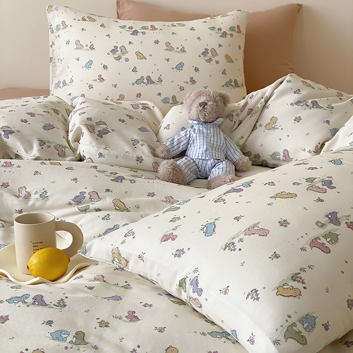 91家纺网 家纺一手货源 找家纺 时光里 2025新款A类全棉双层纱卡通风七色系列第二波 啵啵乐园