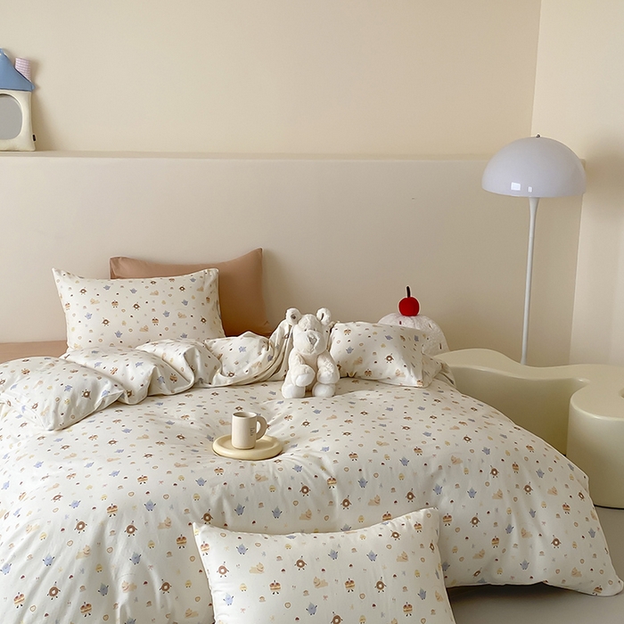 91家纺网 家纺一手货源 找家纺 时光里 2025新款A类全棉双层纱卡通风七色系列第二波 如甜初梦