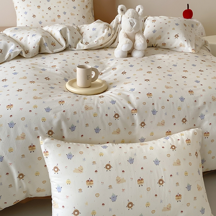 91家纺网 家纺一手货源 找家纺 时光里 2025新款A类全棉双层纱卡通风七色系列第二波 如甜初梦