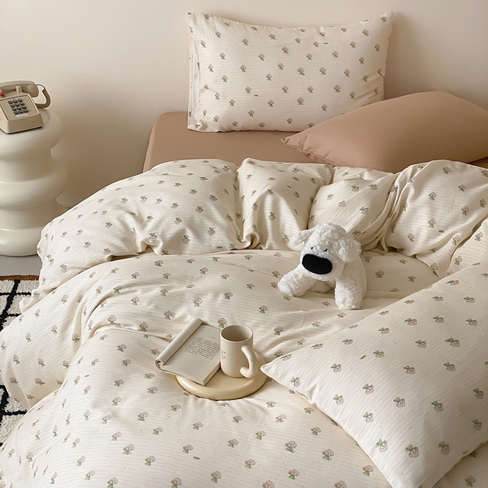 91家纺网 家纺一手货源 找家纺 时光里 2025新款A类全棉双层纱卡通风七色系列第二波 布丁