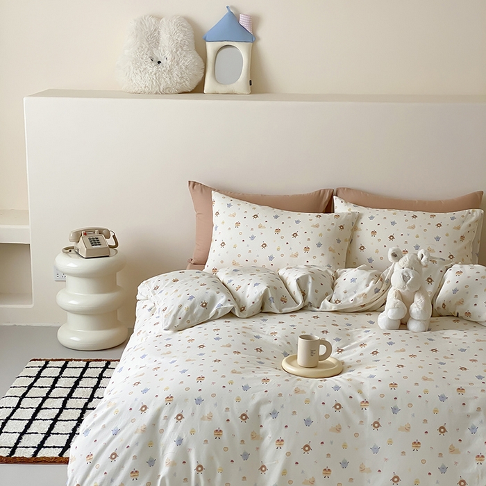 91家纺网 家纺一手货源 找家纺 时光里 2025新款A类全棉双层纱卡通风七色系列第二波 如甜初梦