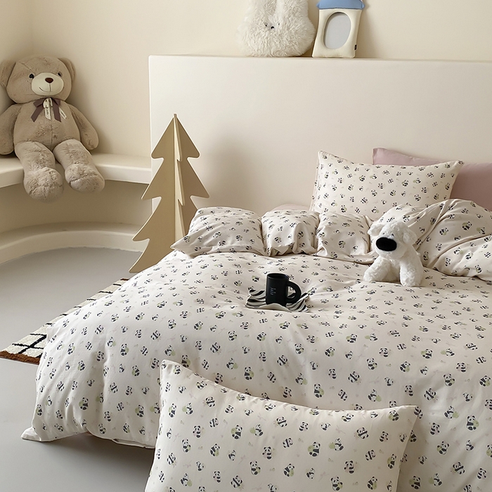 91家纺网 家纺一手货源 找家纺 时光里 2025新款A类全棉双层纱卡通风七色系列第二波 竹恋汐