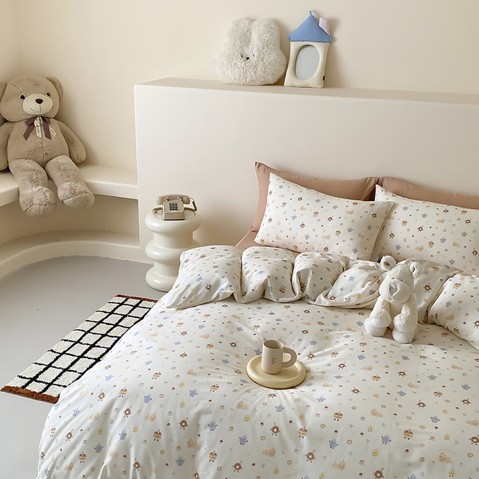 91家纺网 家纺一手货源 找家纺 时光里 2025新款A类全棉双层纱卡通风七色系列第二波 如甜初梦