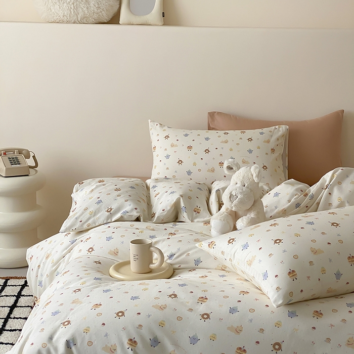 91家纺网 家纺一手货源 找家纺 时光里 2025新款A类全棉双层纱卡通风七色系列第二波 如甜初梦