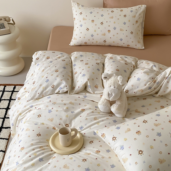 91家纺网 家纺一手货源 找家纺 时光里 2025新款A类全棉双层纱卡通风七色系列第二波 如甜初梦