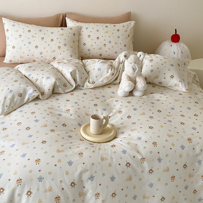 91家纺网 家纺一手货源 找家纺 时光里 2025新款A类全棉双层纱卡通风七色系列第二波 如甜初梦