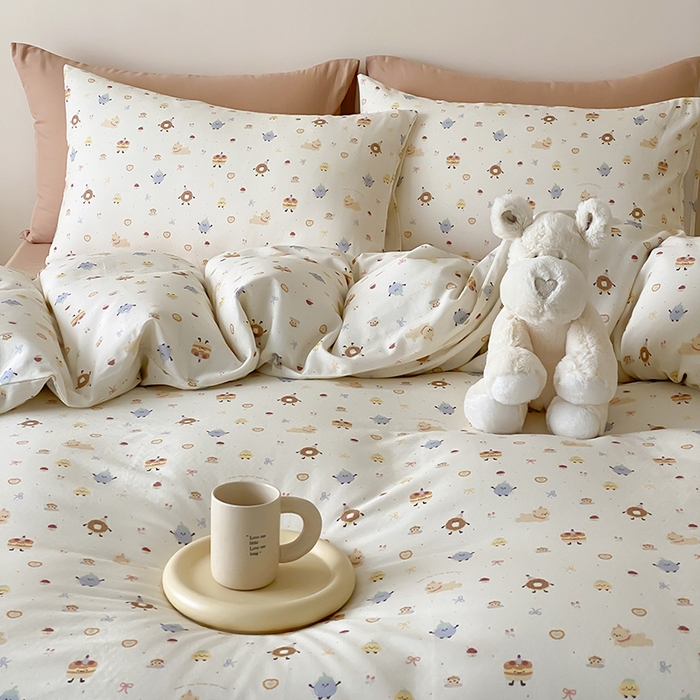 91家纺网 家纺一手货源 找家纺 时光里 2025新款A类全棉双层纱卡通风七色系列第二波 如甜初梦