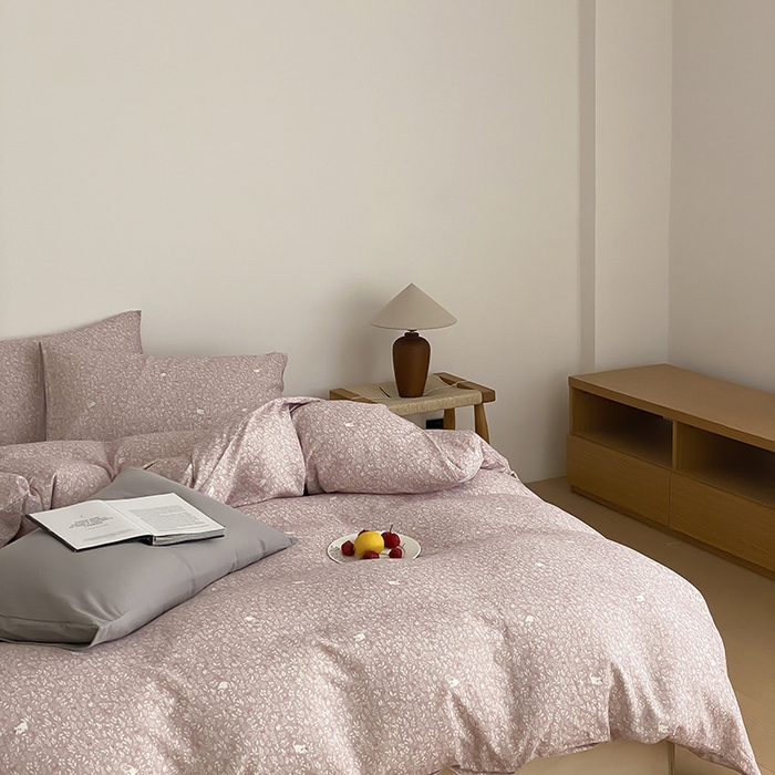 91家纺网 家纺一手货源 找家纺 时光里 2025新款A类全棉双层纱韩式风系列第三波 晓时光-粉