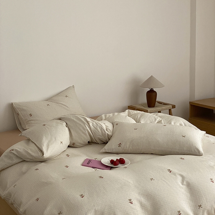 91家纺网 家纺一手货源 找家纺 时光里 2025新款A类全棉双层纱韩式风系列第三波 云蔓-白