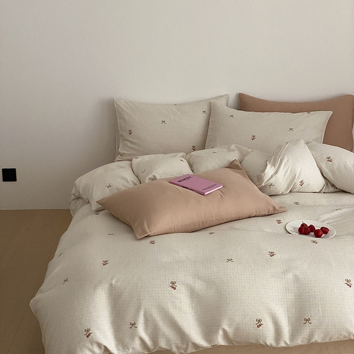 91家纺网 家纺一手货源 找家纺 时光里 2025新款A类全棉双层纱韩式风系列第三波 云蔓-白