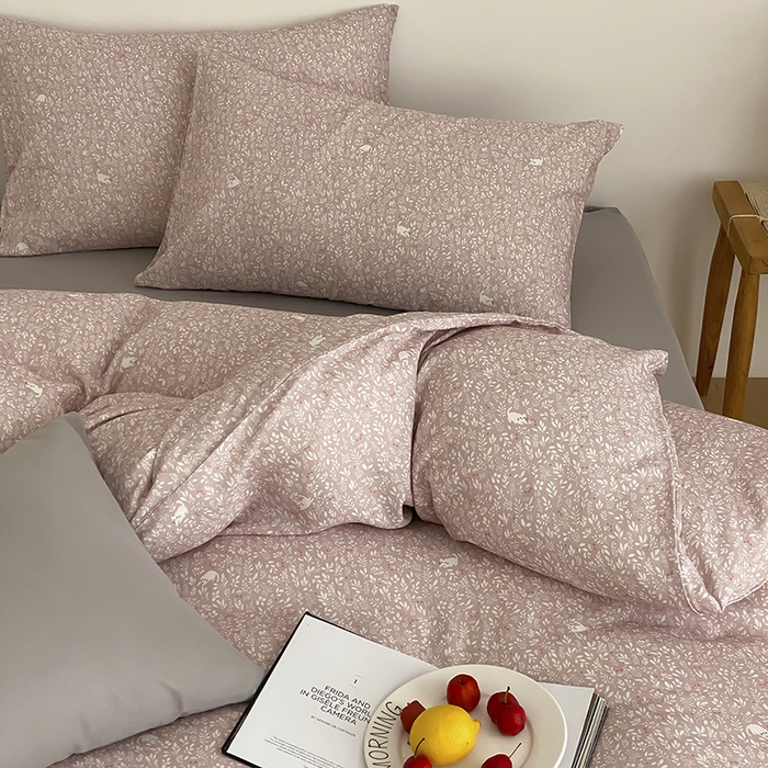 91家纺网 家纺一手货源 找家纺 时光里 2025新款A类全棉双层纱韩式风系列第三波 晓时光-粉