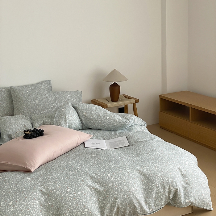 91家纺网 家纺一手货源 找家纺 时光里 2025新款A类全棉双层纱韩式风系列第三波 晓时光-蓝