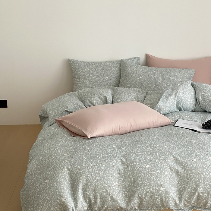 91家纺网 家纺一手货源 找家纺 时光里 2025新款A类全棉双层纱韩式风系列第三波 晓时光-蓝