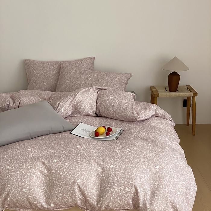 91家纺网 家纺一手货源 找家纺 时光里 2025新款A类全棉双层纱韩式风系列第三波 晓时光-粉