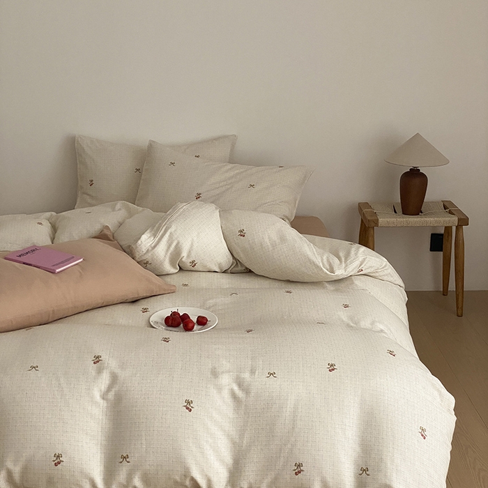 91家纺网 家纺一手货源 找家纺 时光里 2025新款A类全棉双层纱韩式风系列第三波 云蔓-白