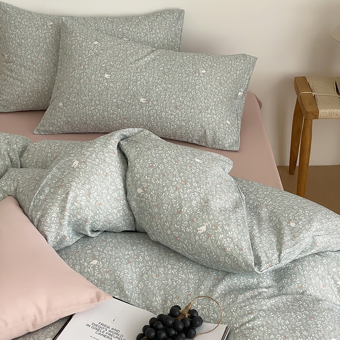 91家纺网 家纺一手货源 找家纺 时光里 2025新款A类全棉双层纱韩式风系列第三波 晓时光-蓝