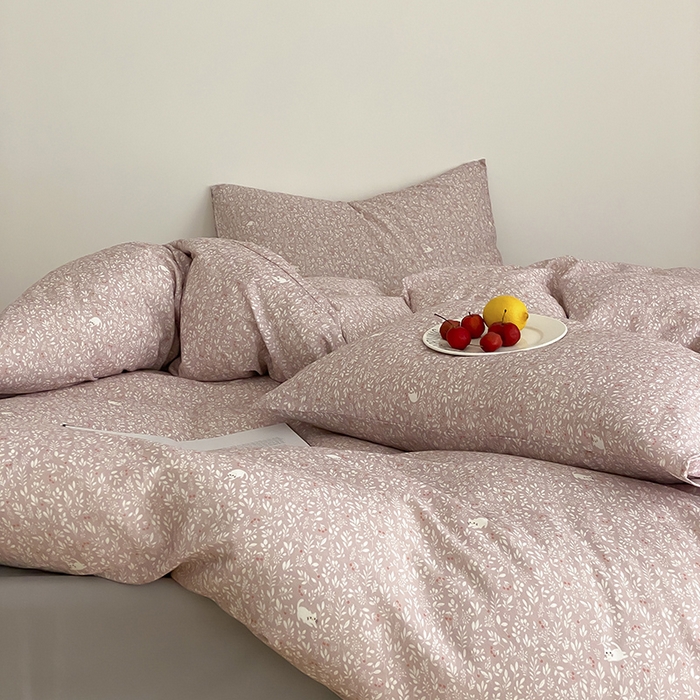 91家纺网 家纺一手货源 找家纺 时光里 2025新款A类全棉双层纱韩式风系列第三波 晓时光-粉