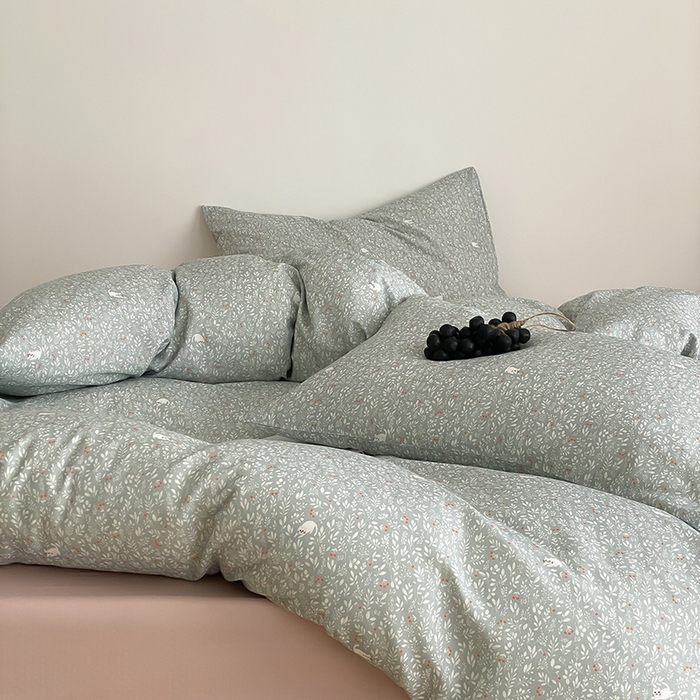 91家纺网 家纺一手货源 找家纺 时光里 2025新款A类全棉双层纱韩式风系列第三波 晓时光-蓝