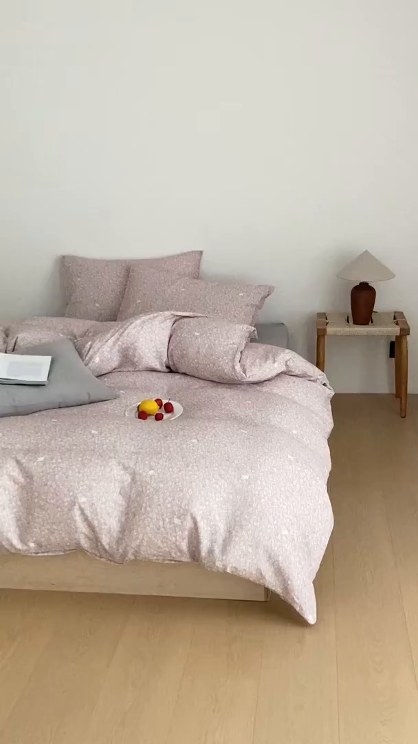 91家纺网 家纺一手货源 找家纺 时光里 2025新款A类全棉双层纱韩式风系列第三波 晓时光-粉