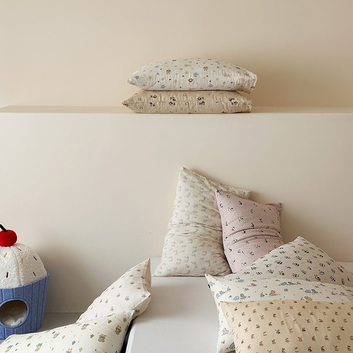 91家纺网 家纺一手货源 找家纺 （总）时光里 2025新款双层纱系列卡通风枕套